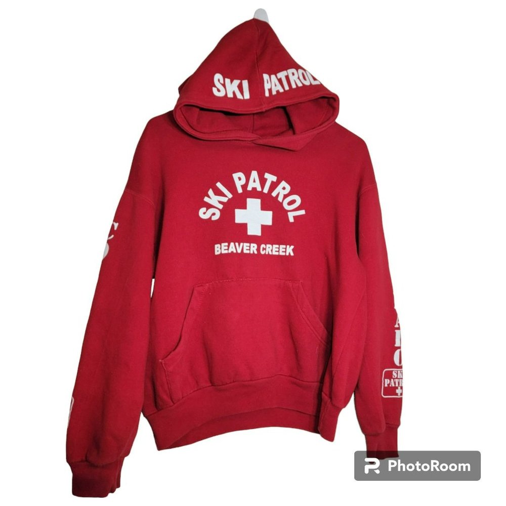 Popular Sports Sweatshirt, Boy L (14-16), Red, Ski Patrol Bear Creek Graphic,GUC